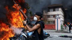 Protest against Monday's killing of 19 people after anti-corruption protests, in Kathmandu
