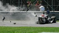 Robert Kubica se svým vozem BMW-Sauber těžce havaroval při Velké ceně Kanady.