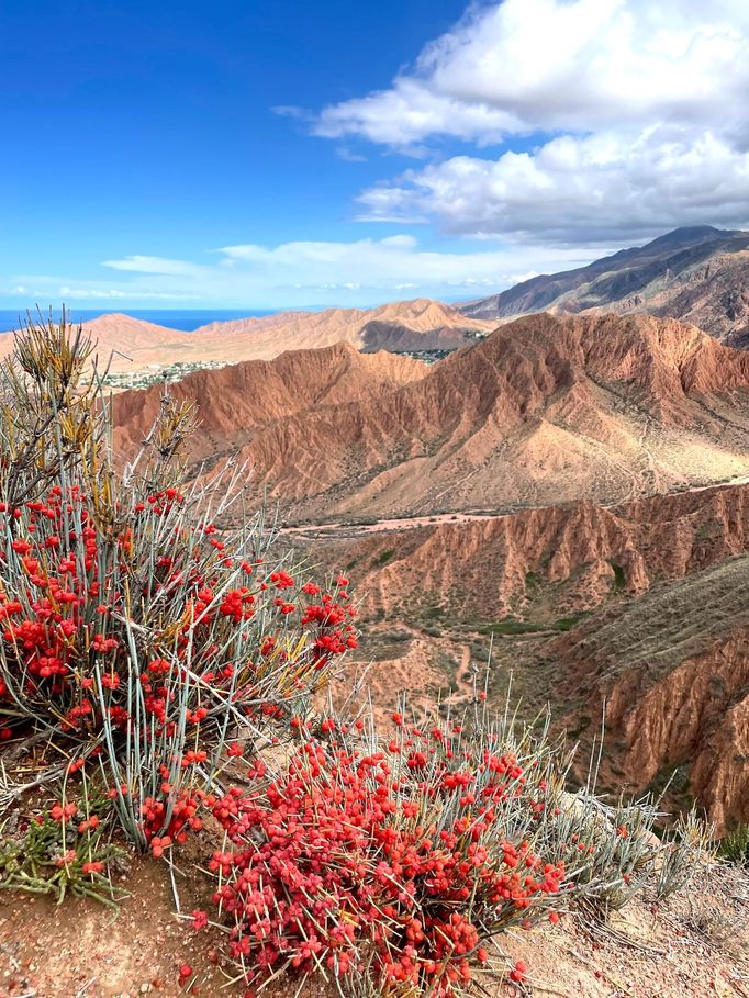 Krajina na jižním pobřeží jezera Issyk-Kul připomíná planetu Mars.