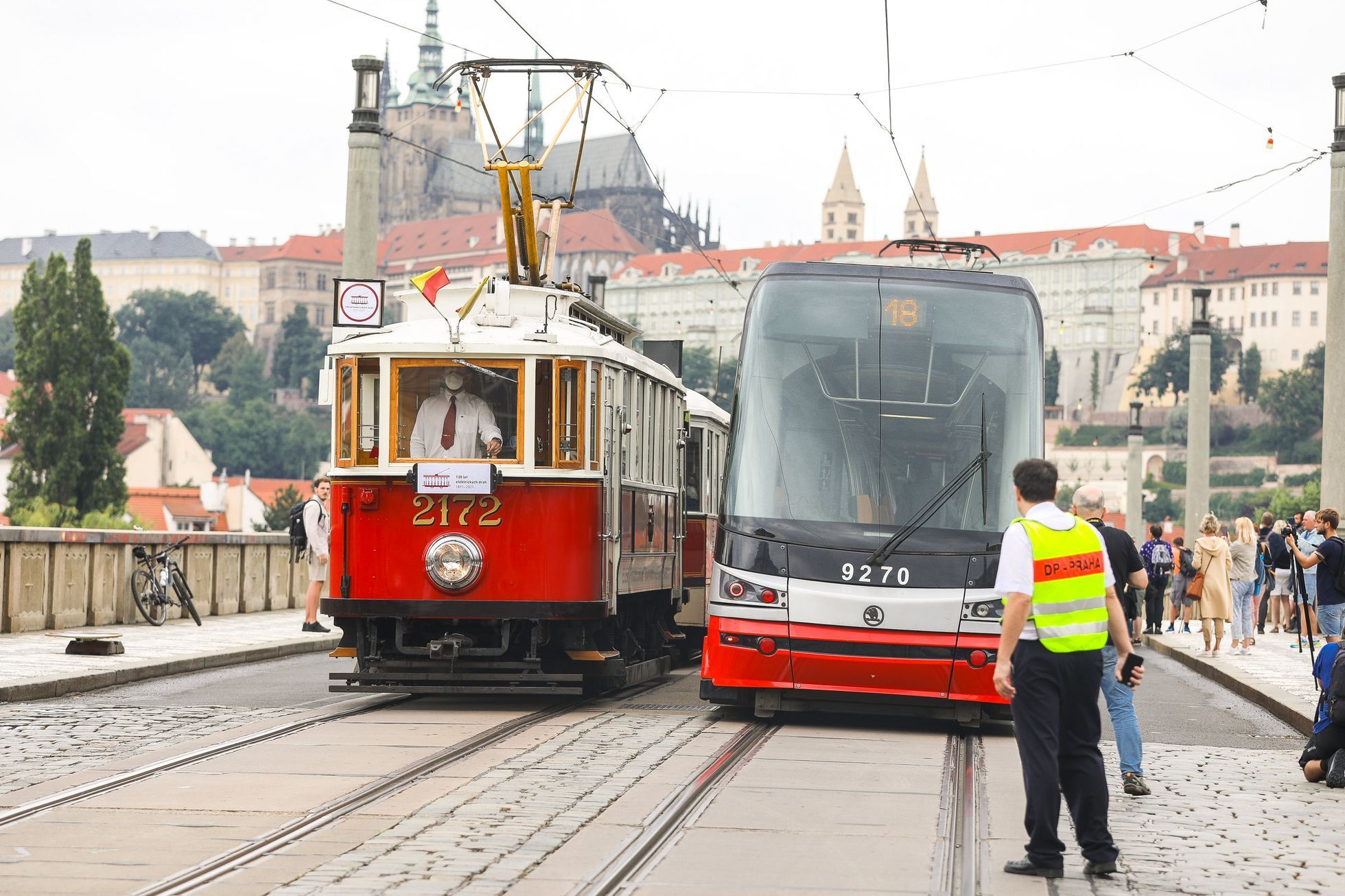 Průvod tramvají, 130 let výročí, Praha, tramvaj, MHD, DPP, šotouš