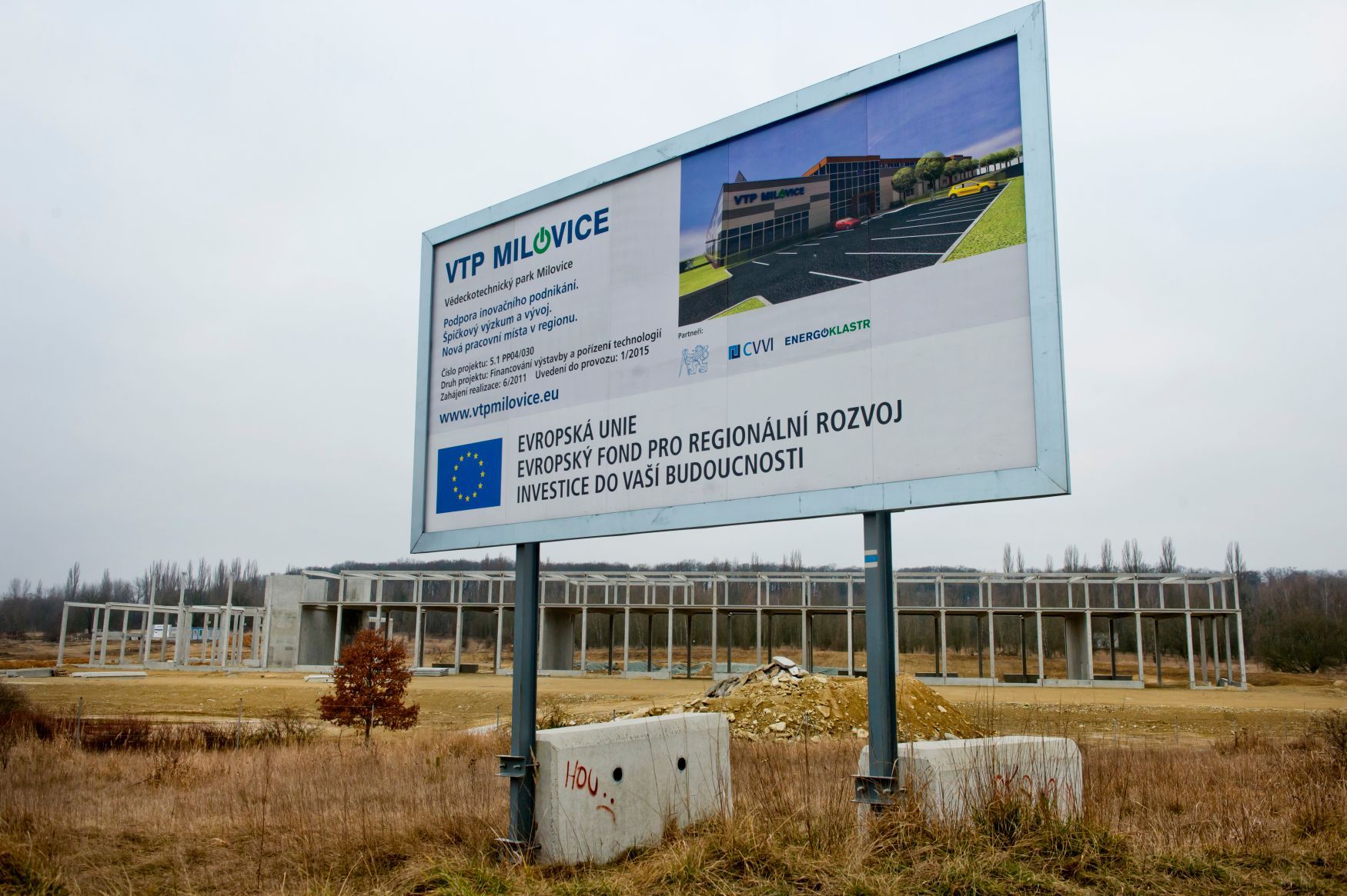 Stavba VTP Milovice, únor 2015