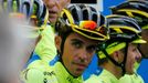 Alberto Contador trénuje v Leedsu na Tour de France 2014