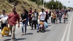 Uprchlíci na řeckém ostrově Lesbos.