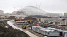 Construction of Formula One circuit in Sochi 1454745 Russia, Sochi. 04/22/2013 Construction of a Formula One circuit in the Imereti Valley, near the Olympic Park in Sochi.