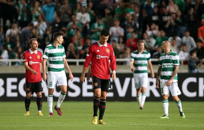 Soccer Football - Europa League - Group E - Omonia v Manchester United - GSP Stadium, Strovolos, Cyprus - October 6, 2022 Manchester United's Cristiano Ronaldo reacts aft