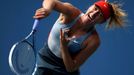 Maria Sharapova of Russia serves to Caroline Wozniacki of Denmark during their match at the 2014 U.S. Open tennis tournament in New York