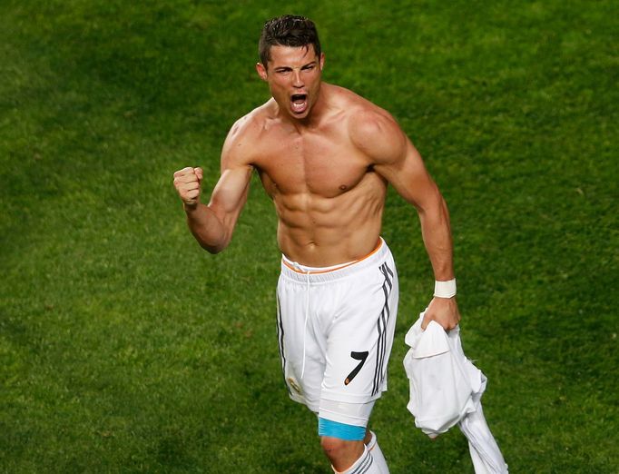 Real Madrid's Cristiano Ronaldo celebrates after scoring a goal against Atletico Madrid during their Champions League final soccer match at the Luz Stadium in Lisbon May