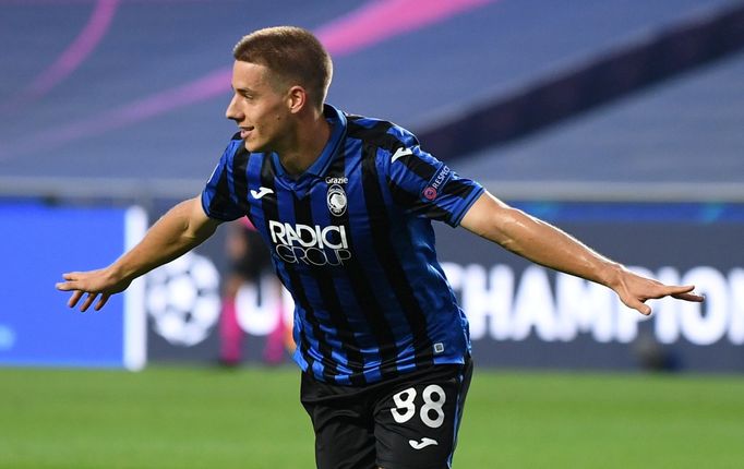 Mario Pašalič slaví gól ve čtvrtfinále LM Atalanta - Paris St. Germain