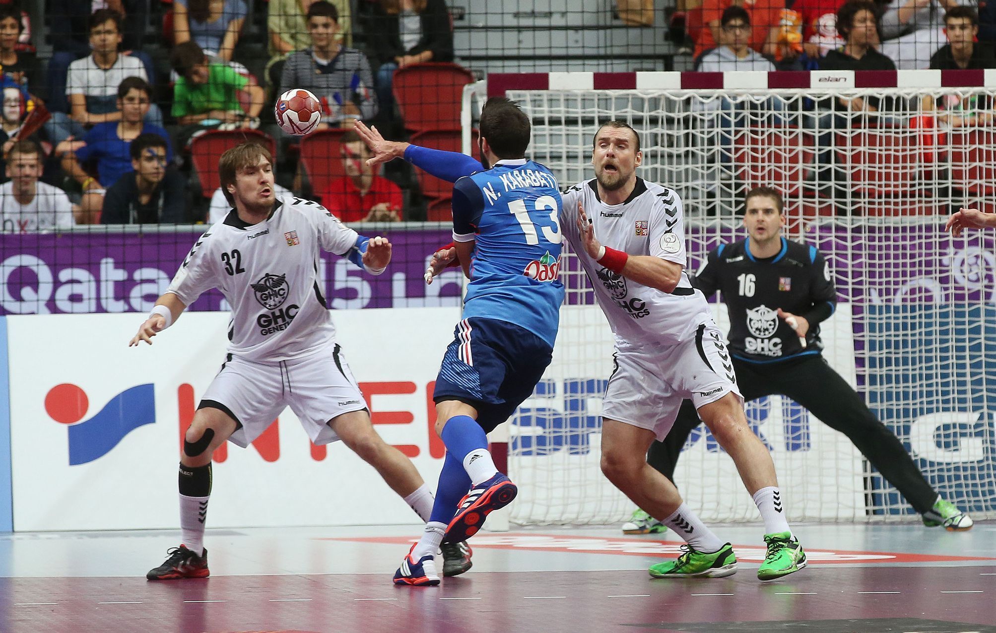 MS v házené: ČR - Francie (Šindelář, N. Karabatič, Horák, Galia)