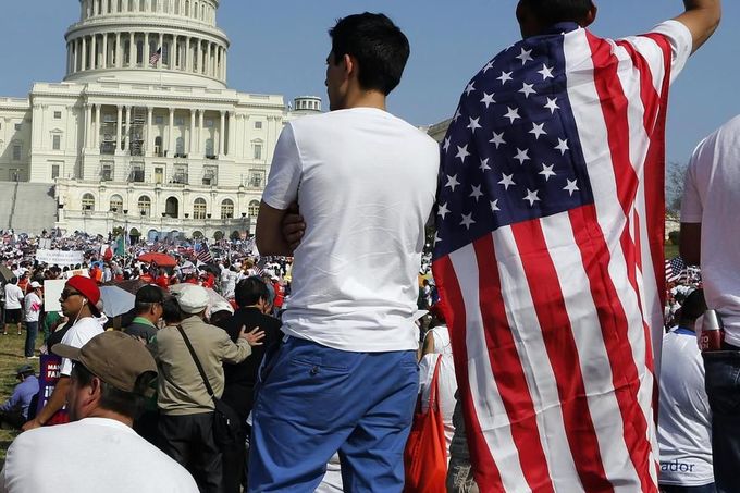 Demonstrace ve Washingtonu za občanství pro ilegální přistěhovalce