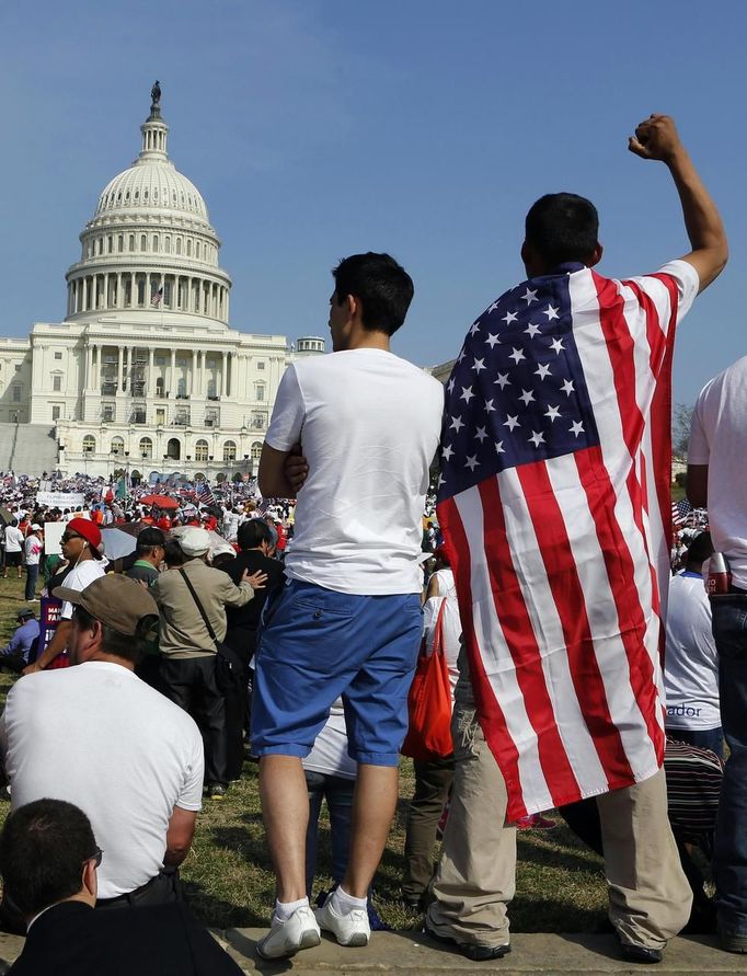 Demonstrace ve Washingtonu za občanství pro ilegální přistěhovalce