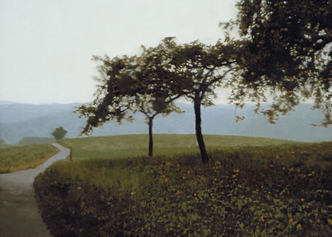 Gerhard Richter: Jabloně, 1987, olej na plátně, 67 cm x 92 cm.