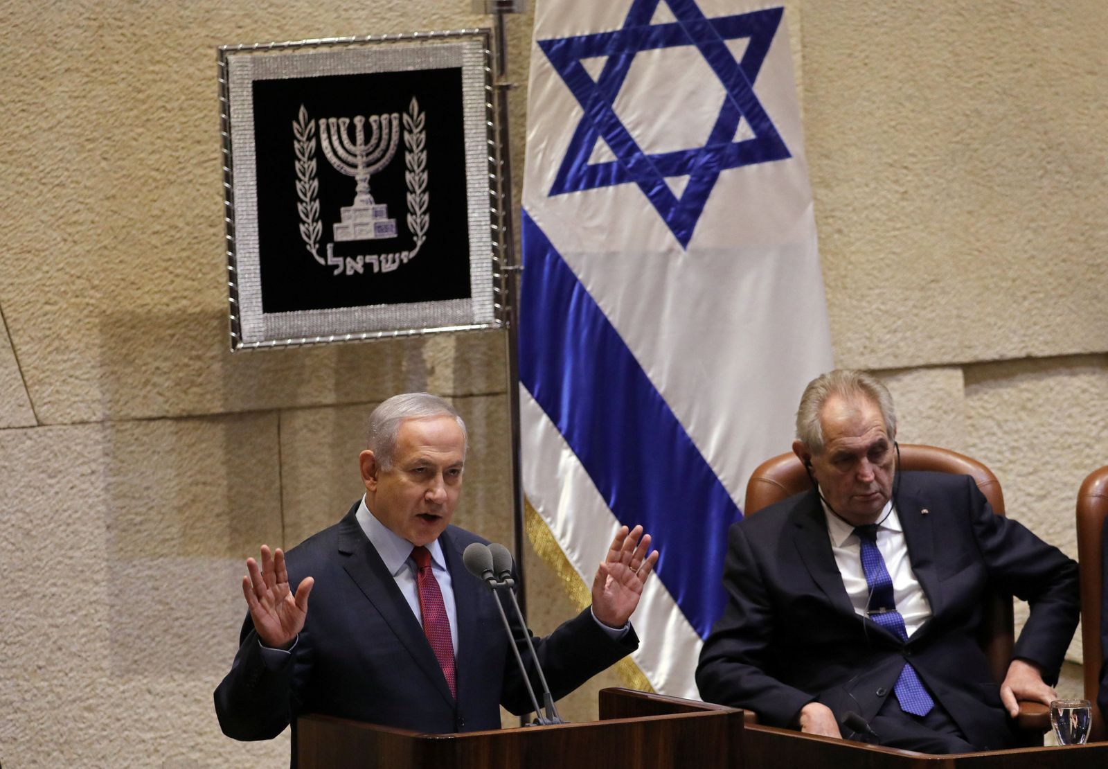Zeman a Netanjahu v Jeruzalémě.
