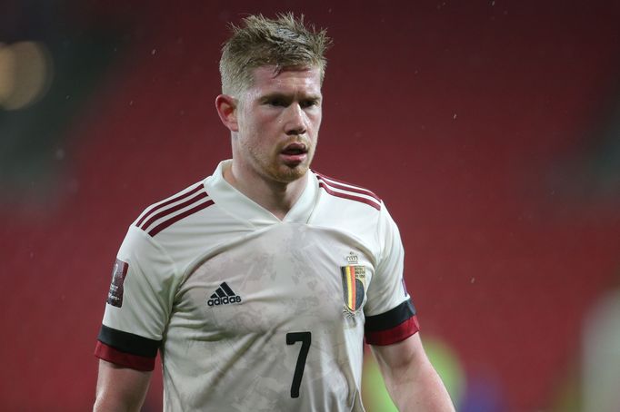 Kevin de Bruyne v zápase kvalifikace MS 2022 Česko - Belgie