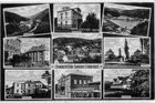 Historická pohlednice z Hamru-Janova (Hammer-Johnsdorf). Vila Libuše je v okénku uprostřed.