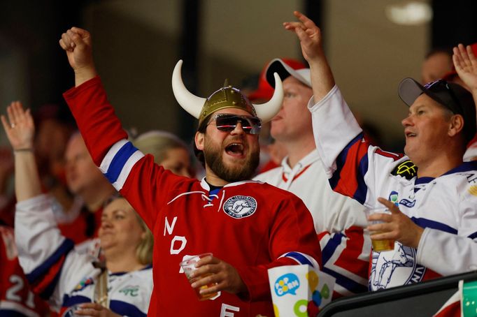 Norský fanoušek na MS v hokeji 2025 v Herningu