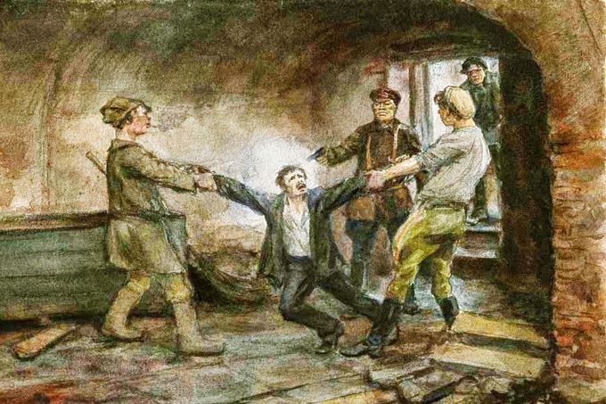 Obraz od Ivana Vladimirova z roku 1919, který ukazuje, co se dělo ve sklepeních pod správou Čeky.