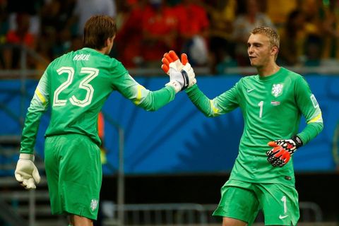 MS 2014, Nizozemsko-Kostarika: Tim Krul (23) a Jasper Cillessen