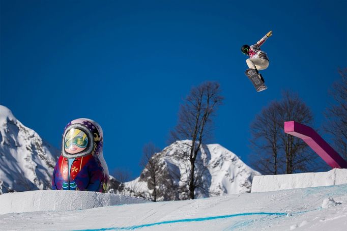 Snowboardisté trénují na olympiádě v Soči slopestyle