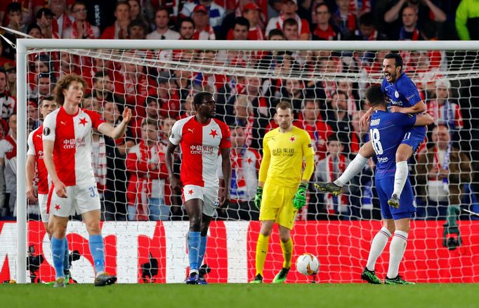 fotbal, odveta čtvrtfinále Evropské ligy, Chelsea - Slavia, třetí gól Chelsea