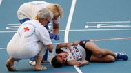 Kim Song-Eun z opačné části rozděleného Korejského poloostrova na atletické dráze stadionu v Lužnikách...