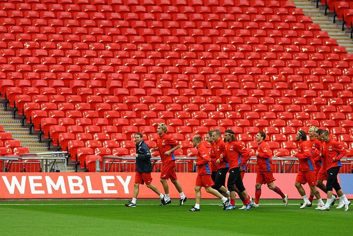 Wembley - trénink českých fotbalistů