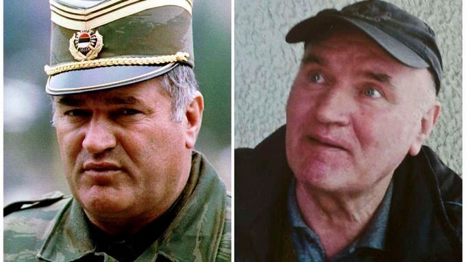 Ratko Mladič - srovnávací fotografie. Na prvním snímku je Mladič v době bosenské války, na druhém aktuální podobenka.