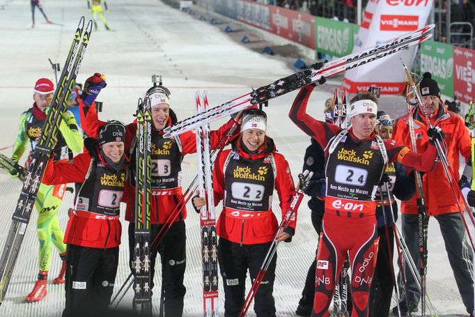 MS v biatlonu 2013: Tora Bergerová, Tarjei Bö, Synnoeve Solemdalová, Emil Hegle Svendsen