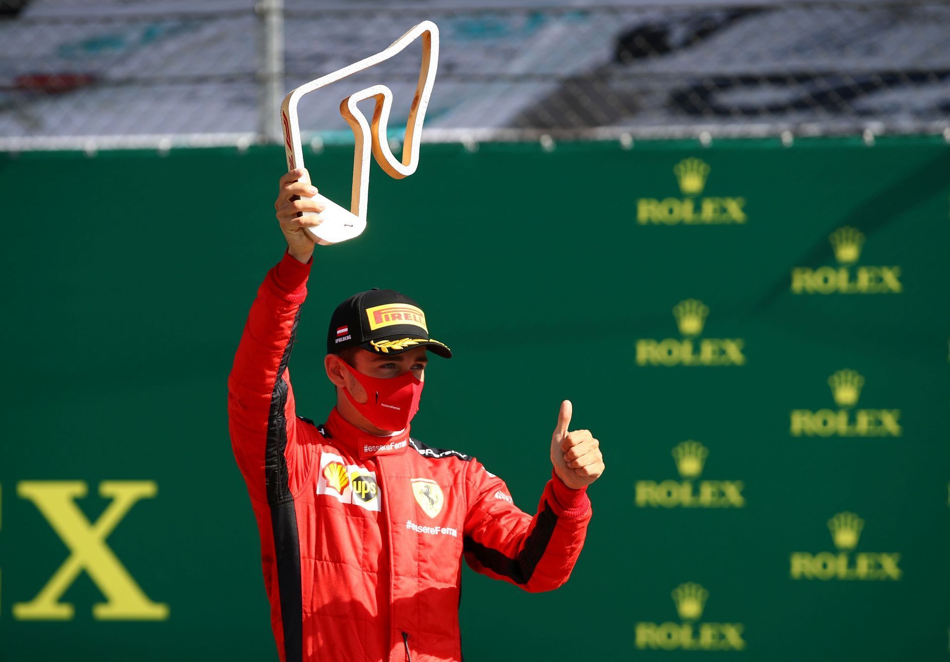 Charles Leclerc (Ferrari) v cíli GP Rakouska F1 2020