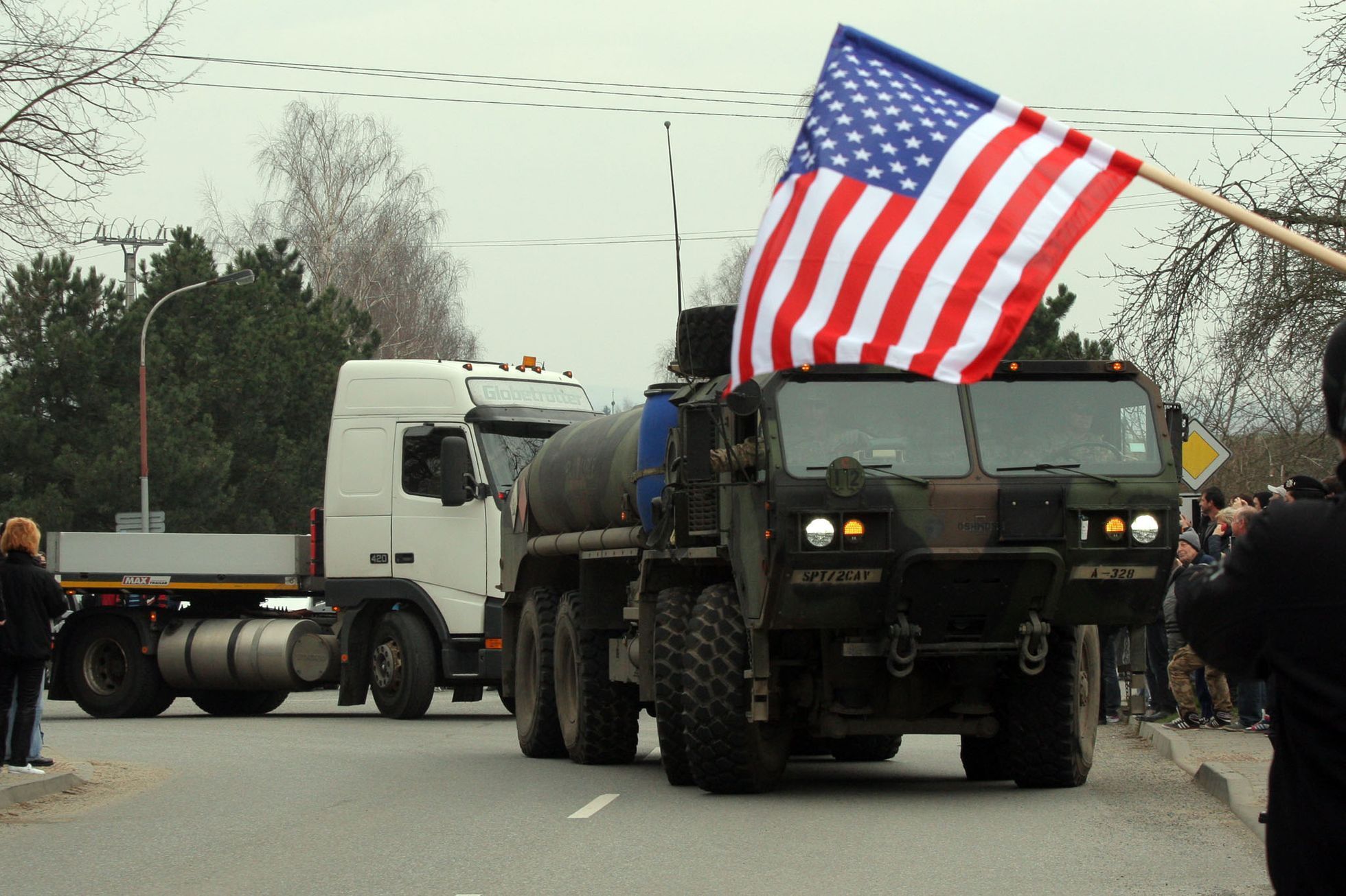 Američtí dragouni přijíždí do Vyškova