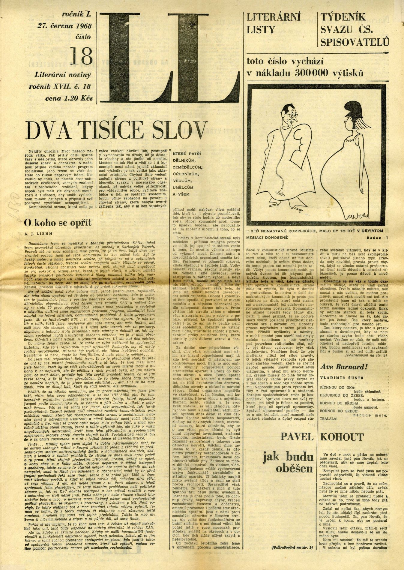 Pražské jaro 1968 literární noviny dva tisíce slov