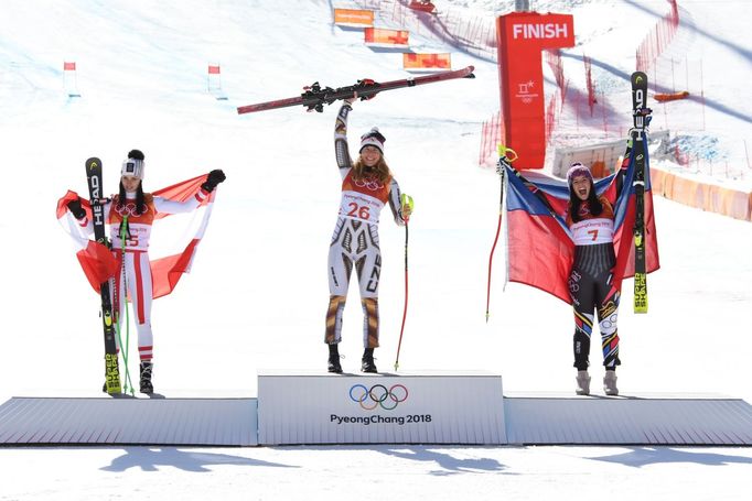 Ester Ledecká v super-G na ZOH 2018