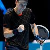 Tomas Berdych of the Czech Republic reacts during his tennis match against Marin Cilic of Croatia at the ATP World Tour finals in London