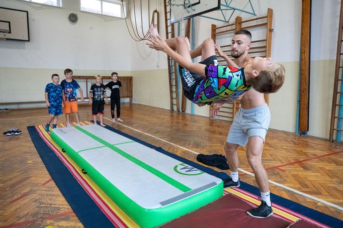 Jakub Pančík na lekci parkouru.