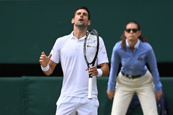 Novak Djokovič ve finále Wimbledonu 2021