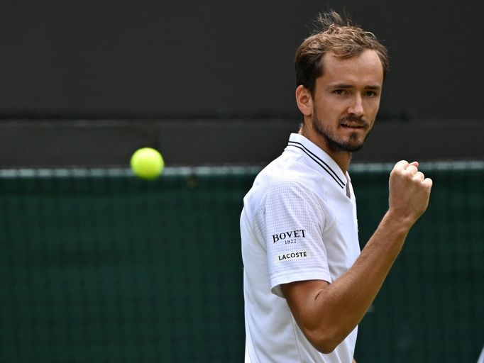 Daniil Medveděv v osmifinále Wimbledonu 2023.