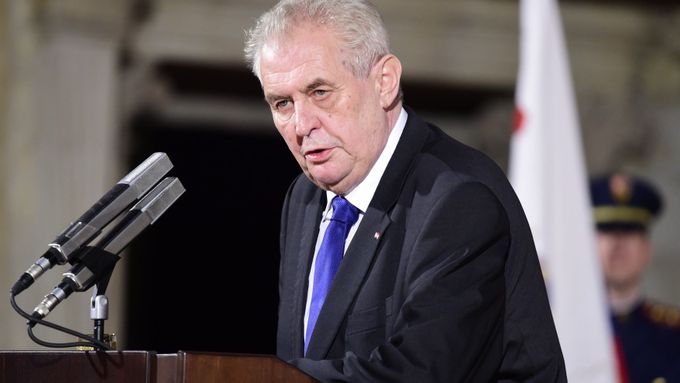 Prezident Miloš Zeman hovoří ve Vladislavském sále.