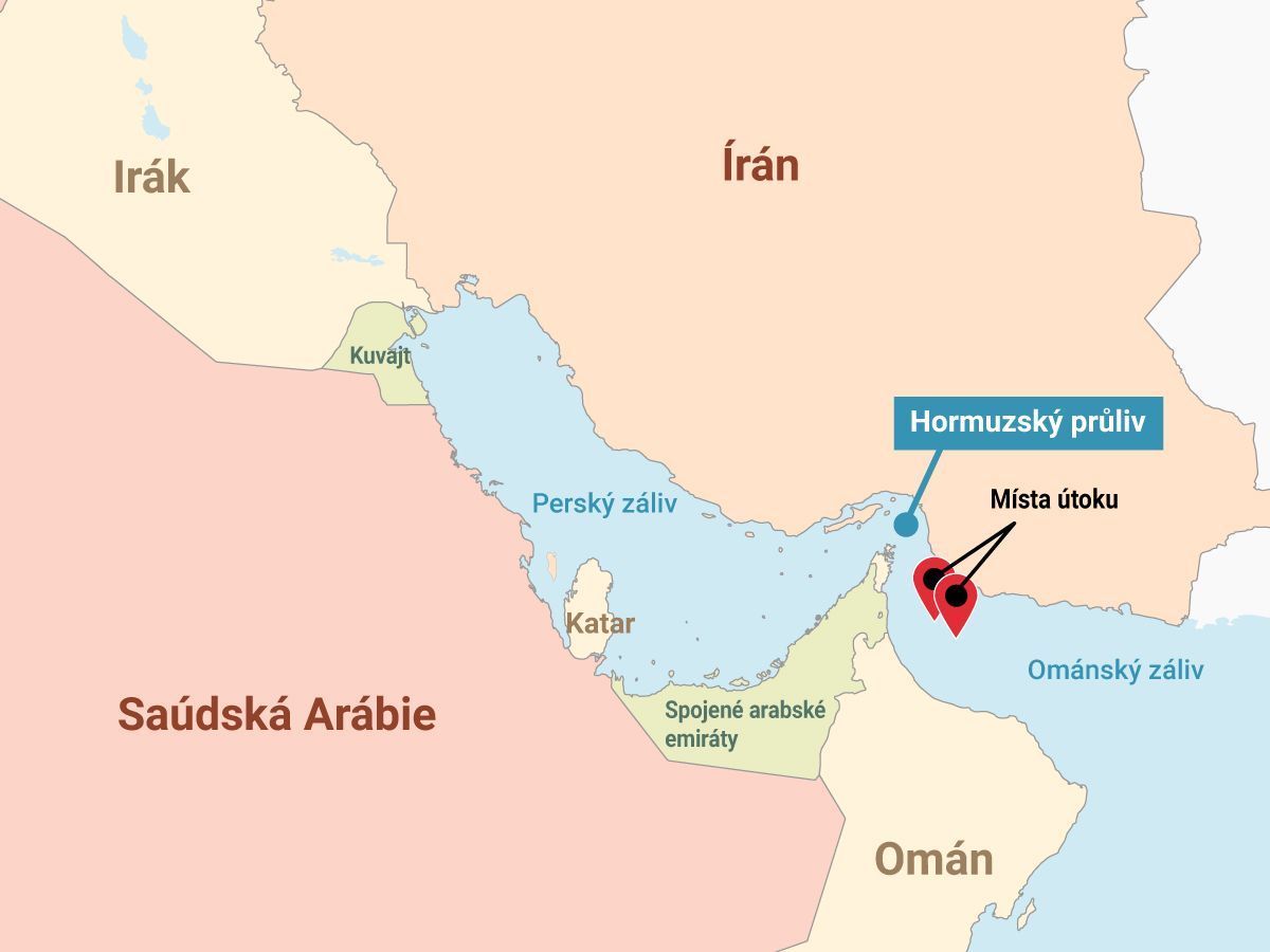 Ománský záliv - útoky - mapa