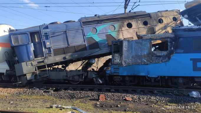 Nehoda dvou nákladních vlaků u Světce na Teplicku