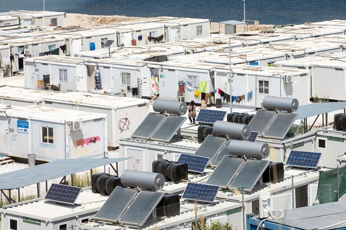 Uprchlický tábor Kara Tepe na ostrově Lesbos v Řecku.