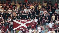 Fanoušci Hearts v zápase 4. předkola EL Plzeň - Heart of Midlothian