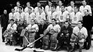 1968 Československé hokejové mužstvo na ZOH v Grenoble. Horní řada zleva: Oldřich Machač, František Ševčík, Jaroslav Jiřík, Jan Suchý, Jan Hrbatý, Jan Havel, Jan Klapáč. Prostřední řada zleva: Dr. František Mach, Petr Hejma, Karel Masopust, Jiří Holík, František Pospíšil, Josef Horešovský, Václav Nedomanský, Jiří Kochta, masér H. Macourek. Dolní řada zleva: Jozef Golonka, trenér prof. Vladimír Kostka, Vladimír Nadrchal, předseda ústřední sekce ledního hokeje dr. Zdeněk Andršt, Vladimír Dzurilla, trenér Jaroslav Pitner a Josef Černý.