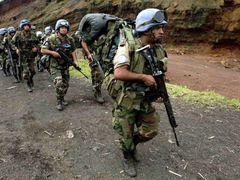 Uruguajští vojáci OSN. Mise má mandát podporovat konžskou armádu