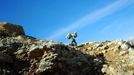 To go with story Indonesia-volcano-mine by Jerome Rivet A picture taken on March 8, 2010 shows Indonesian sulphur miner carrying blocks of sulphur down the Kawah Ijen, or