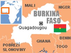 Burkina Faso na mapě Afriky.