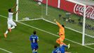 England's Daniel Sturridge (L) nearly scores an own goal while trying to clear the ball during the 2014 World Cup Group D soccer match against Italy at the Amazonia arena