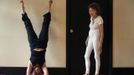 Yoga instructor Tao Porchon-Lynch helps a student through a yoga hand stand in her yoga class in Hartsdale, New York, May 14, 2012. At 93 years old, Porchon-Lynch was named the world's oldest yoga teacher by Guinness World Records. REUTERS/Keith Bedford (UNITED STATES - Tags: SOCIETY) Published: Kvě. 14, 2012, 10:48 odp.