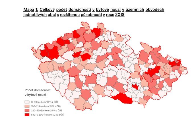 Celkový počet domácností v bytové nouzi