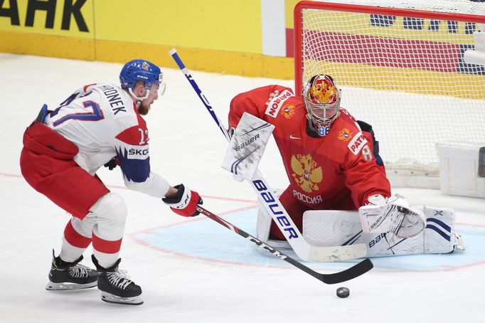 Česko - Rusko na MS v hokeji 2019, zápas o bronz: Filip Hronek a Andrej Vasilevskij