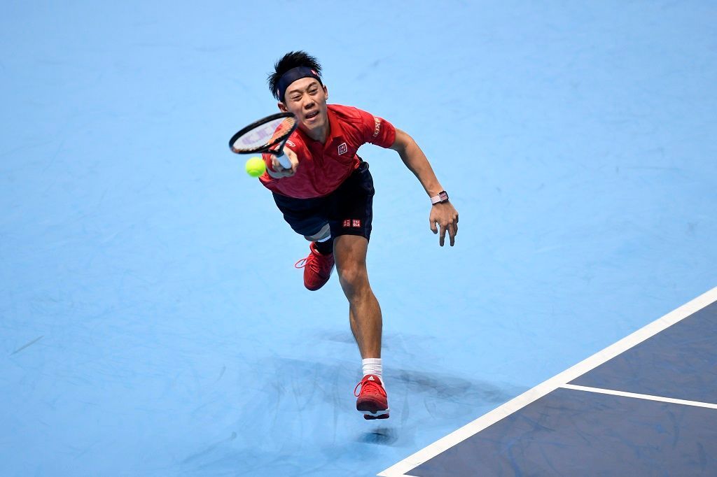 Japonec Kei Nišikori na tenisovém Turnaji mistrů